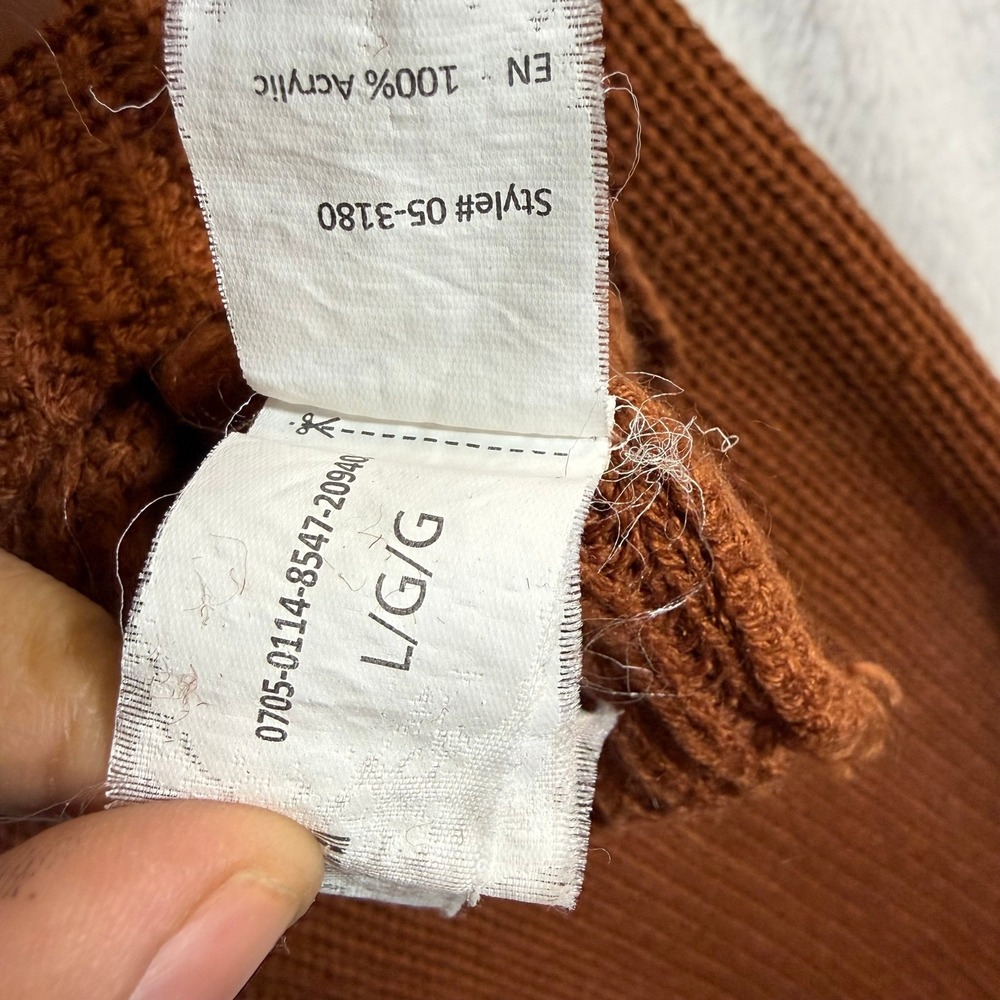 Urban Heritage L Cropped Knit Sweater Rust Brown Balloon Sleeve Cozy Oversized - Picture 9 of 12